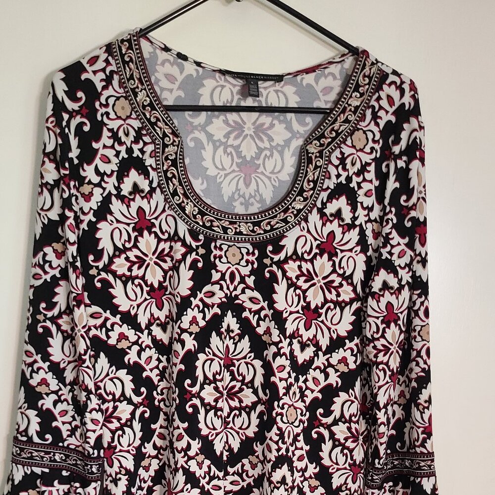 WHBM Tunic Dress in Pinks and Blacks with Stunning Neckline